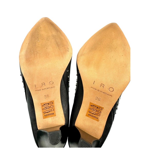 IRO CHLONE $795 Studded Leather Ankle Boots Moto US5.5 FR36 Made in Portugal - Picture 12 of 16